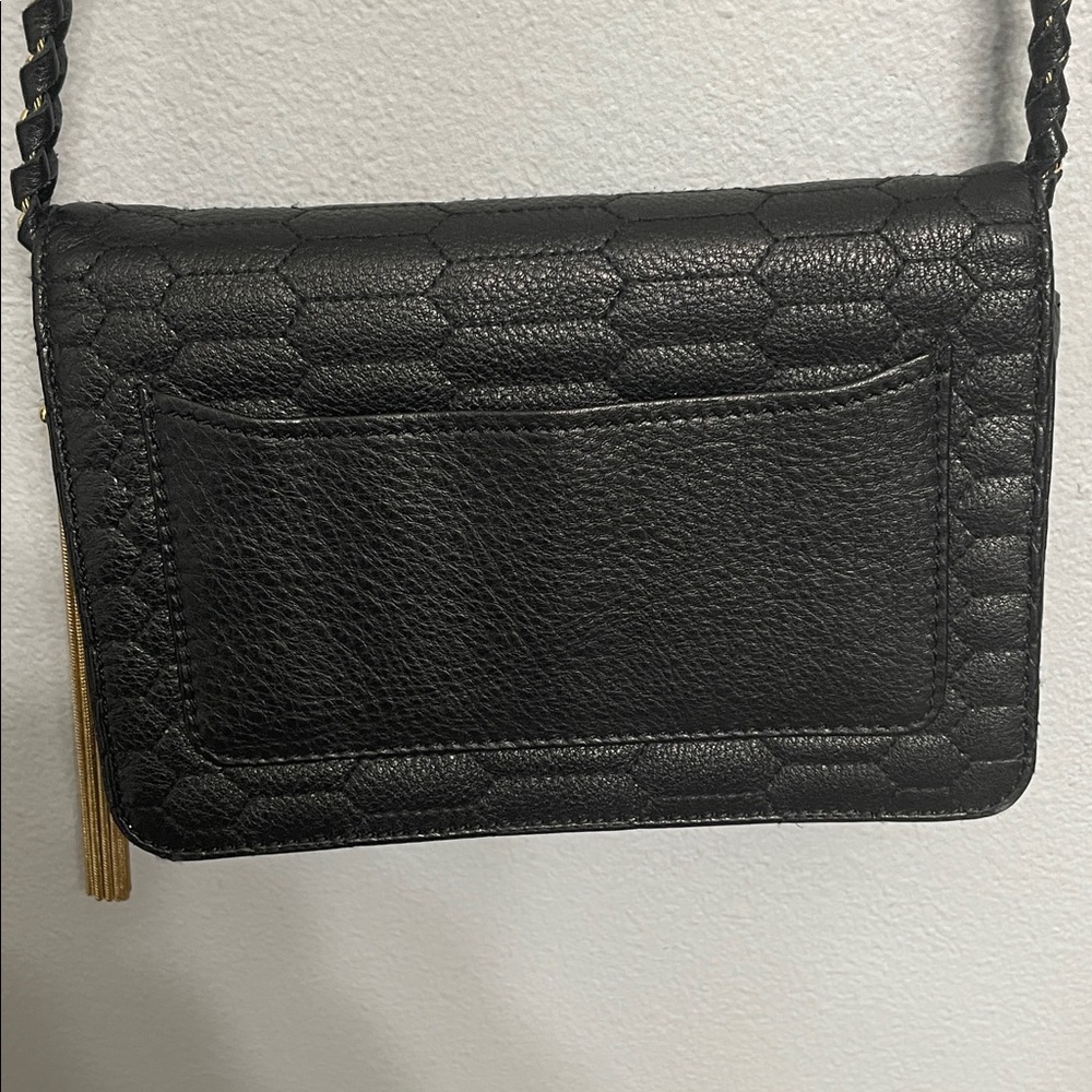 Aimee Kestenberg Black Leather Crossbody Bag with Gold Tassel - Picture 8 of 10
